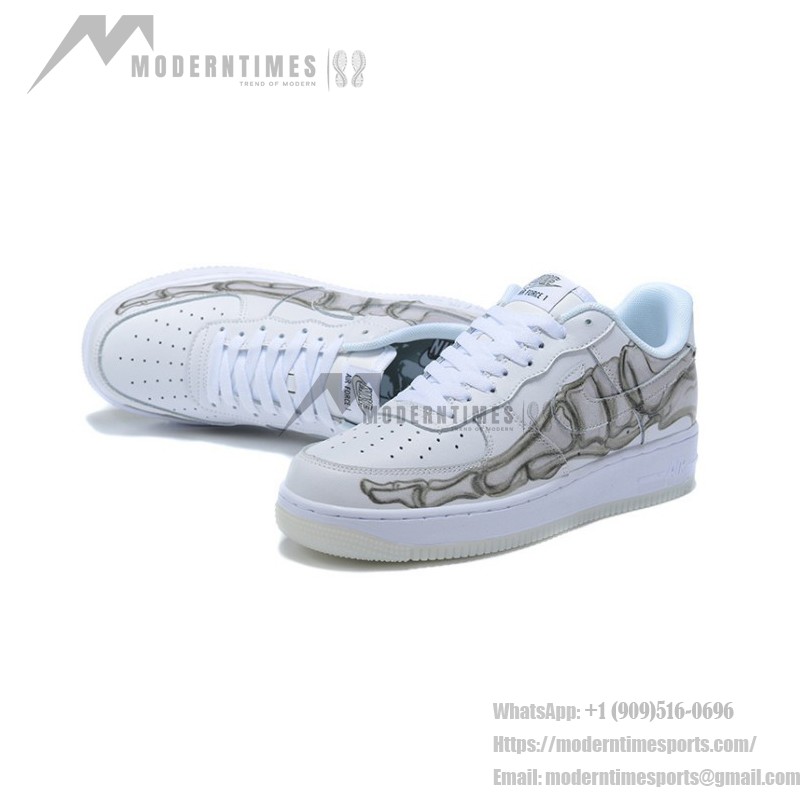 Nike Air Force 1 Low "Skeleton" BQ7541-100 - White Leather with Anatomical Bone Graphic and Glow-in-the-Dark Sole