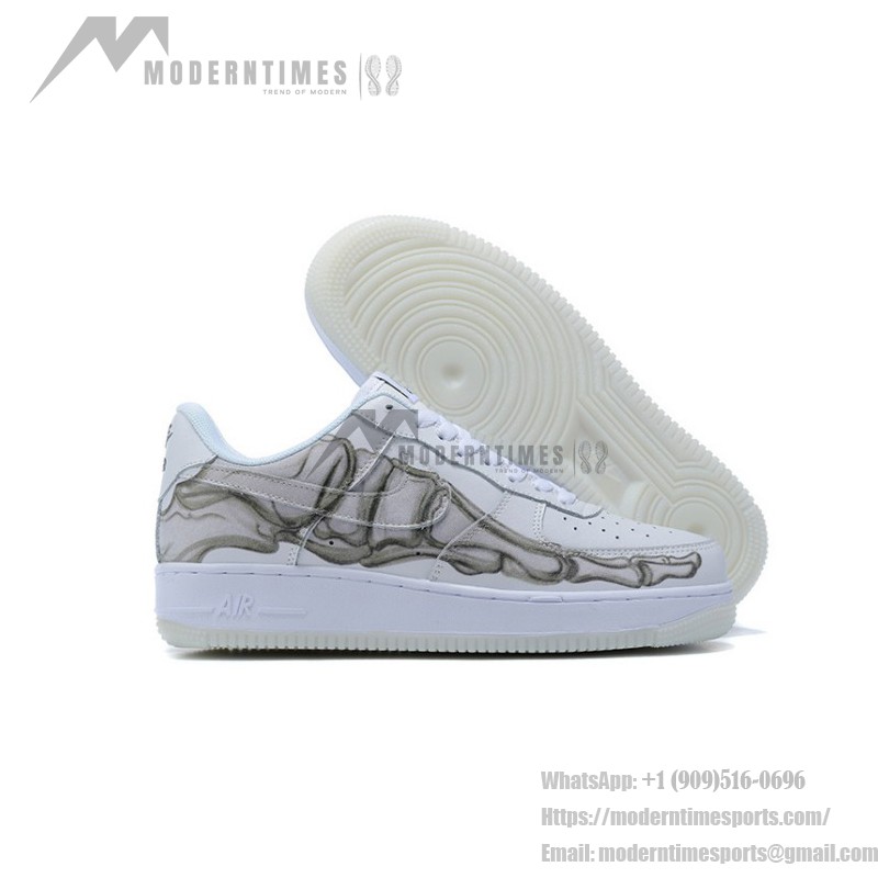 Nike Air Force 1 Low "Skeleton" BQ7541-100 - White Leather with Anatomical Bone Graphic and Glow-in-the-Dark Sole