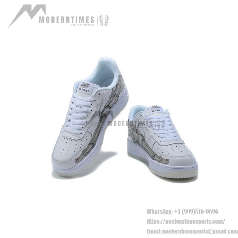 Nike Air Force 1 Low "Skeleton" BQ7541-100 - White Leather with Anatomical Bone Graphic and Glow-in-the-Dark Sole