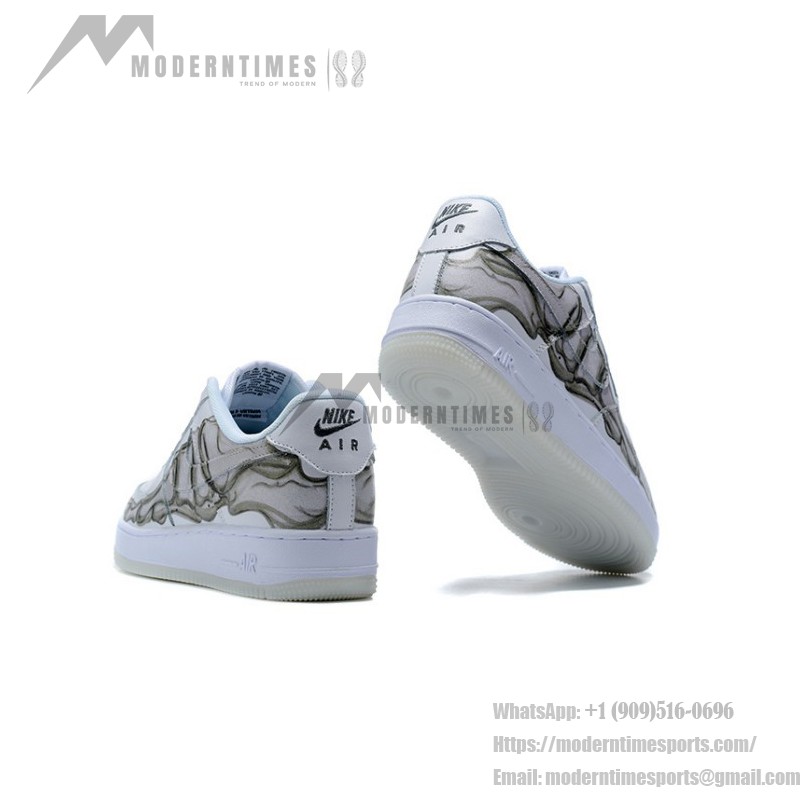 Nike Air Force 1 Low "Skeleton" BQ7541-100 - White Leather with Anatomical Bone Graphic and Glow-in-the-Dark Sole