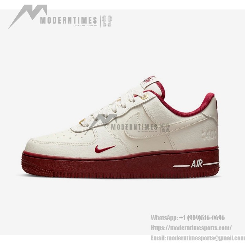 Nike Air Force 1 Low "Team Red" DQ7582-100 - White Sneakers with Burgundy Accents