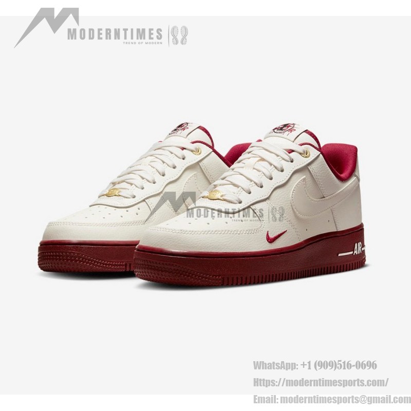 Nike Air Force 1 Low "Team Red" DQ7582-100 - White Sneakers with Burgundy Accents