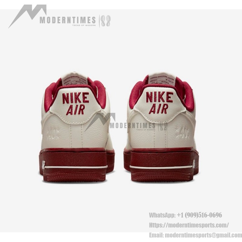 Nike Air Force 1 Low "Team Red" DQ7582-100 - White Sneakers with Burgundy Accents