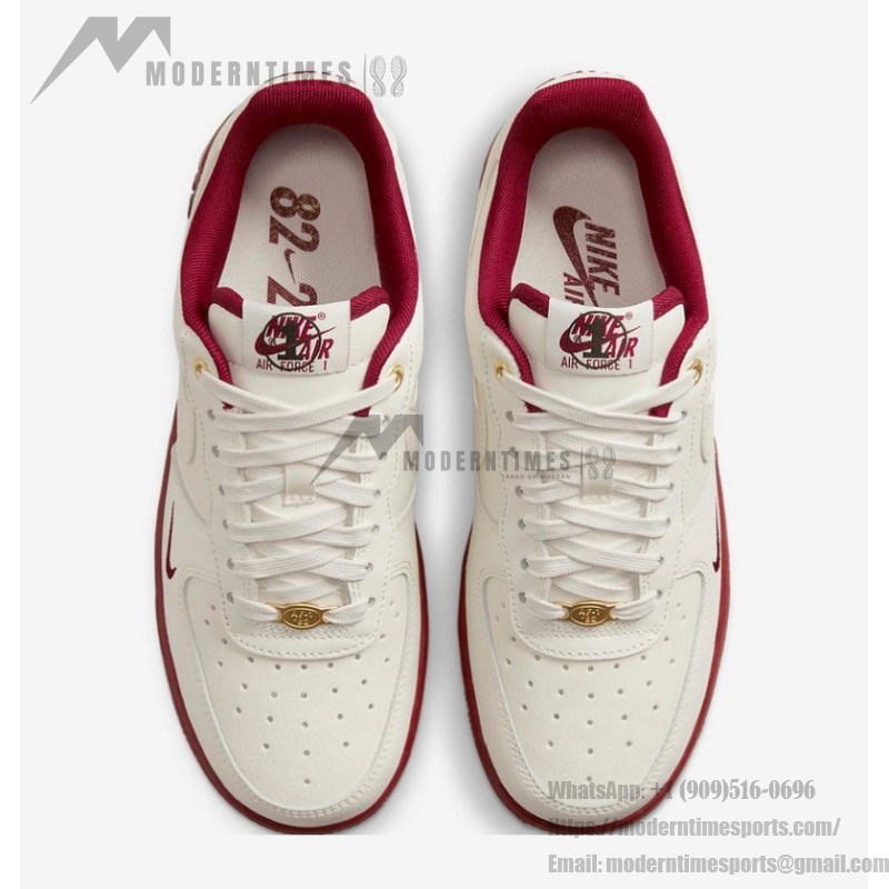 Nike Air Force 1 Low "Team Red" DQ7582-100 - White Sneakers with Burgundy Accents