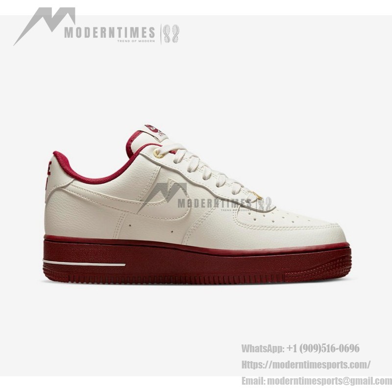 Nike Air Force 1 Low "Team Red" DQ7582-100 - White Sneakers with Burgundy Accents