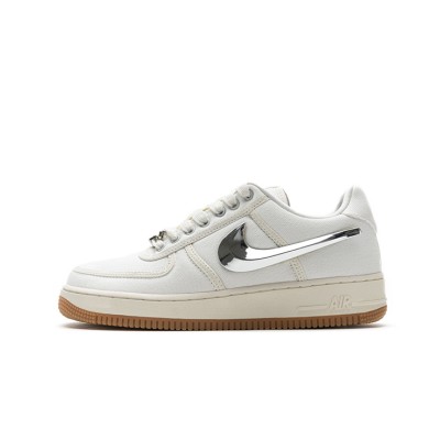 Nike Air Force 1 Low x Travis Scott 'Sail' AQ4211-100 - Detachable Silver Swoosh Low-Top Collaboration Sneakers