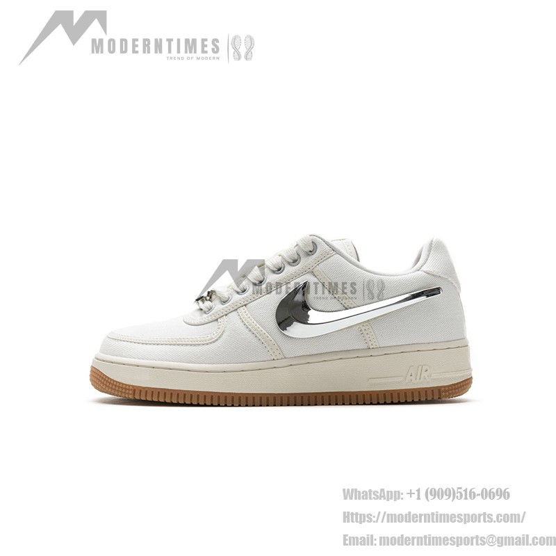 Nike Air Force 1 Low x Travis Scott 'Sail' AQ4211-100 - Sneakers with Detachable Silver Swoosh and Canvas Upper