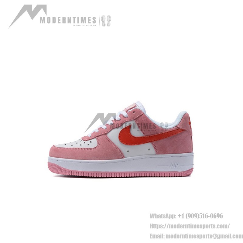 Nike Air Force 1 Low "Valentine’s Day" DD3384-600 - Pink Sneakers with Red Swoosh & Heart Details