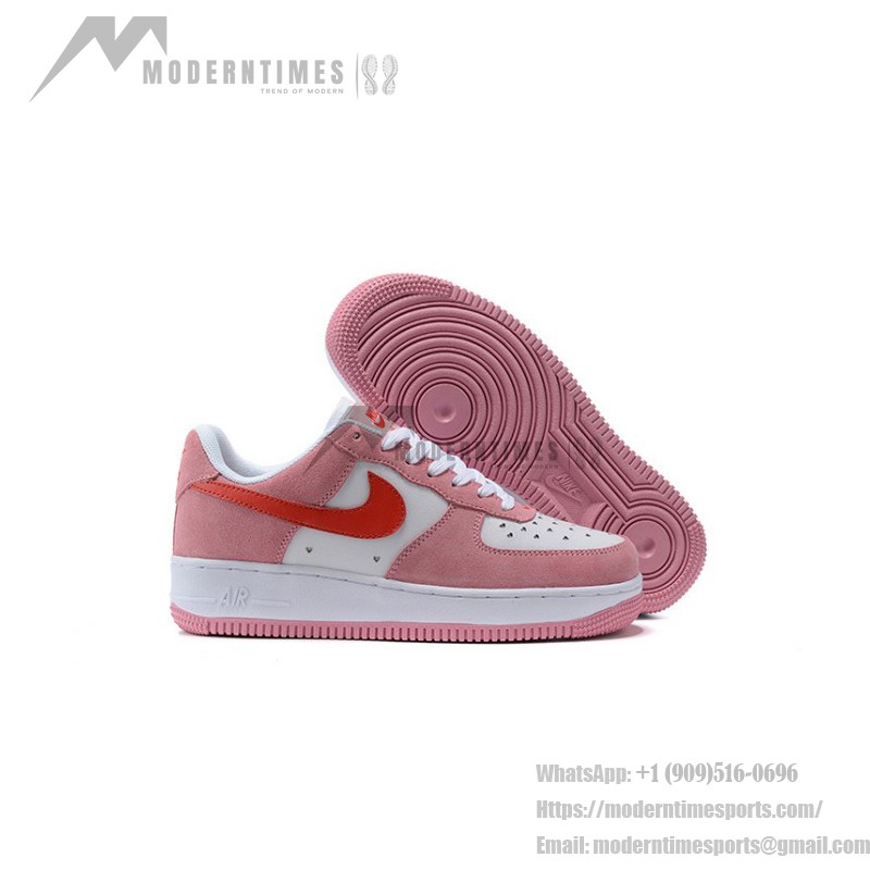 Nike Air Force 1 Low "Valentine’s Day" DD3384-600 - Pink Sneakers with Red Swoosh & Heart Details