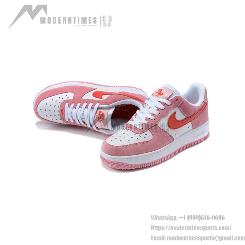 Nike Air Force 1 Low "Valentine’s Day" DD3384-600 - Pink Sneakers with Red Swoosh & Heart Details