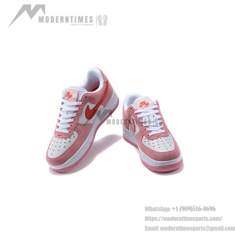 Nike Air Force 1 Low "Valentine’s Day" DD3384-600 - Pink Sneakers with Red Swoosh & Heart Details