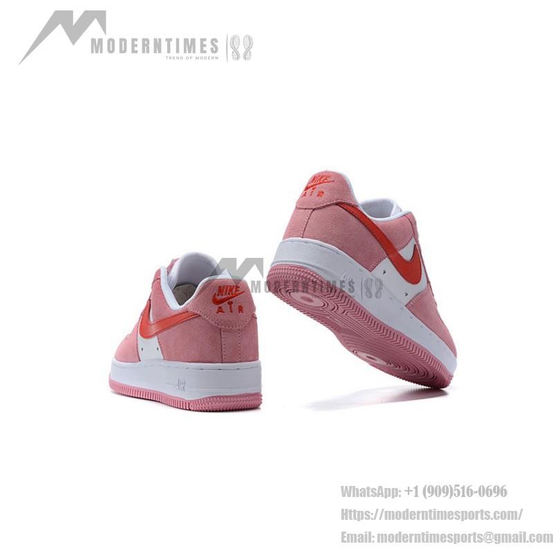 Nike Air Force 1 Low "Valentine’s Day" DD3384-600 - Pink Sneakers with Red Swoosh & Heart Details