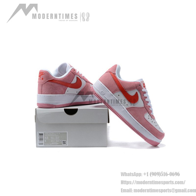 Nike Air Force 1 Low "Valentine’s Day" DD3384-600 - Pink Sneakers with Red Swoosh & Heart Details