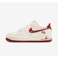 Nike Air Force 1 Low "Valentine’s Day" FD4616-161 - Cream & Red Sneakers with Heart Cherry Embroidery