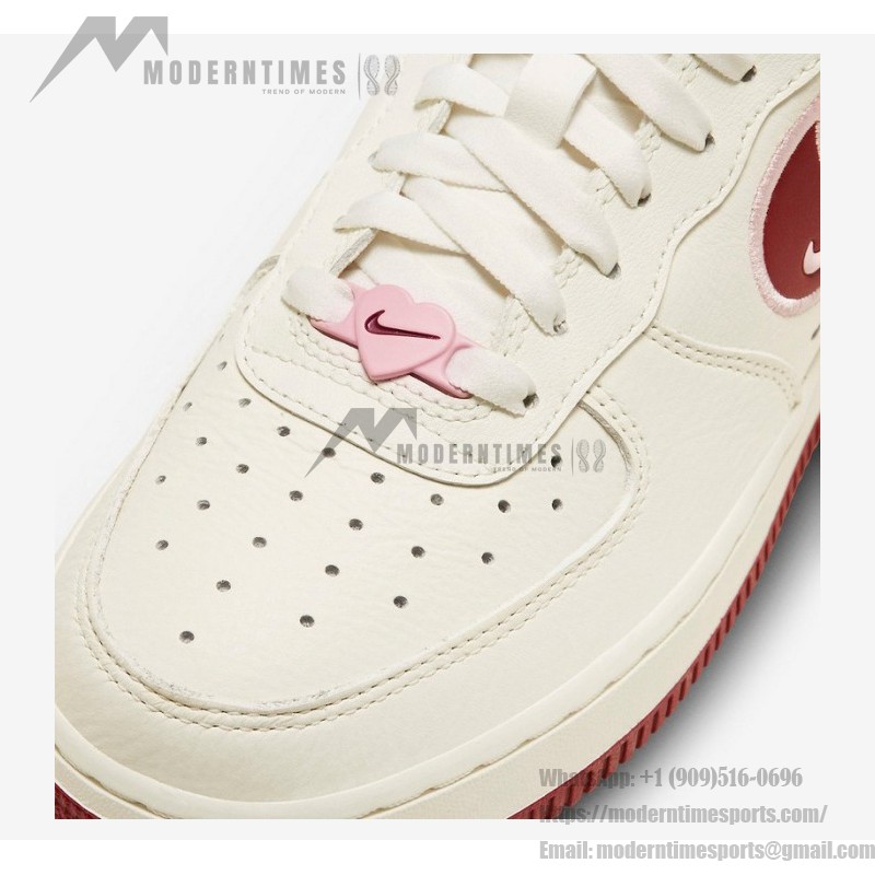 Nike Air Force 1 Low "Valentine’s Day" FD4616-161 - Cream and Red Sneakers with Heart Cherry Embroidery