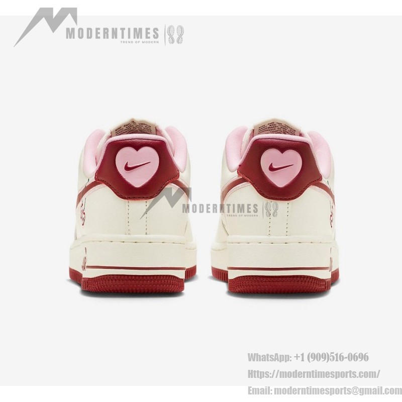 Nike Air Force 1 Low "Valentine’s Day" FD4616-161 - Cream and Red Sneakers with Heart Cherry Embroidery