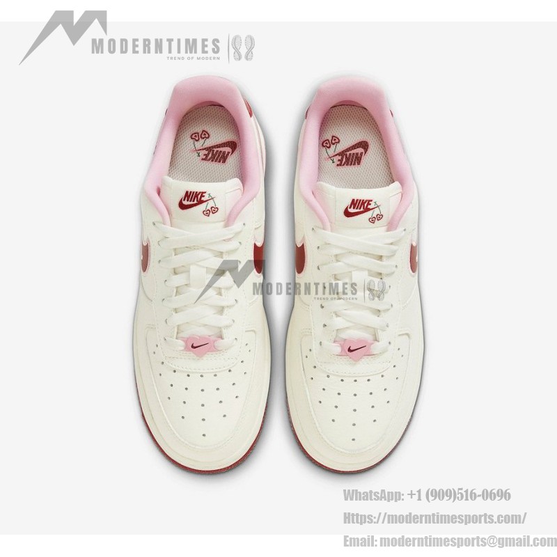 Nike Air Force 1 Low "Valentine’s Day" FD4616-161 - Cream and Red Sneakers with Heart Cherry Embroidery