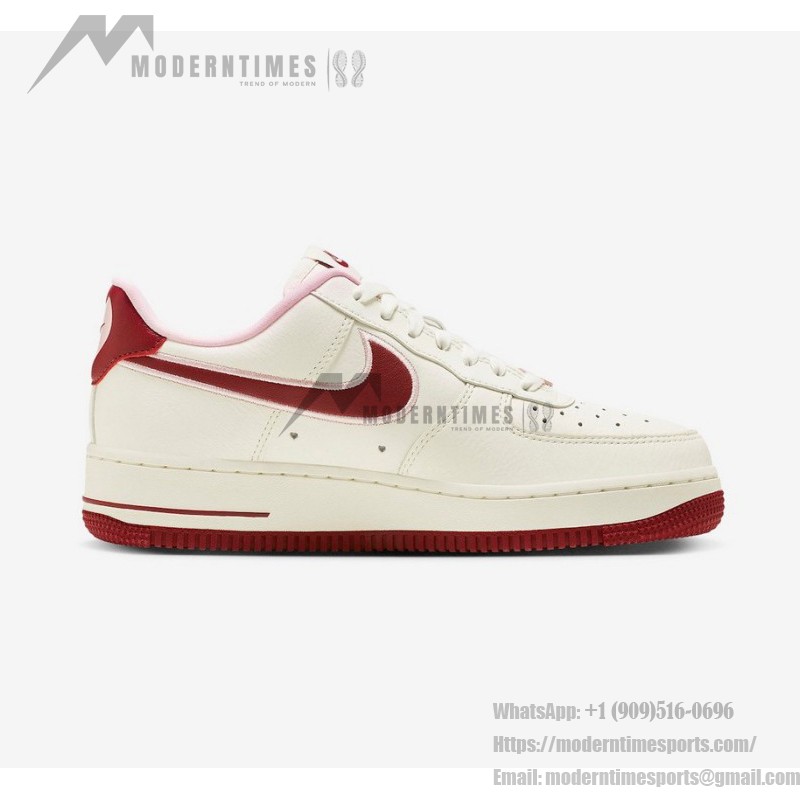 Nike Air Force 1 Low "Valentine’s Day" FD4616-161 - Cream and Red Sneakers with Heart Cherry Embroidery