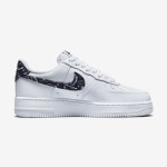 Nike Air Force 1 Low WMNS 'Black Paisley' DH4406-101 - White sneakers with black paisley accents on the Swoosh and heel tab