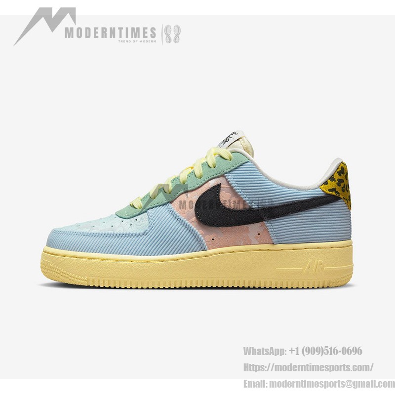 Nike Air Force 1 Low WMNS "Celestine Blue" FJ4591-441 - Patchwork Sneakers with Leopard Print and Floral Accents