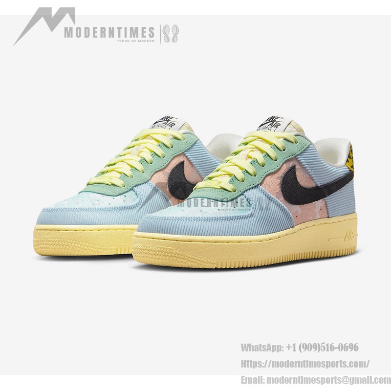 Nike Air Force 1 Low WMNS "Celestine Blue" FJ4591-441 - Patchwork Sneakers with Leopard Print and Floral Accents