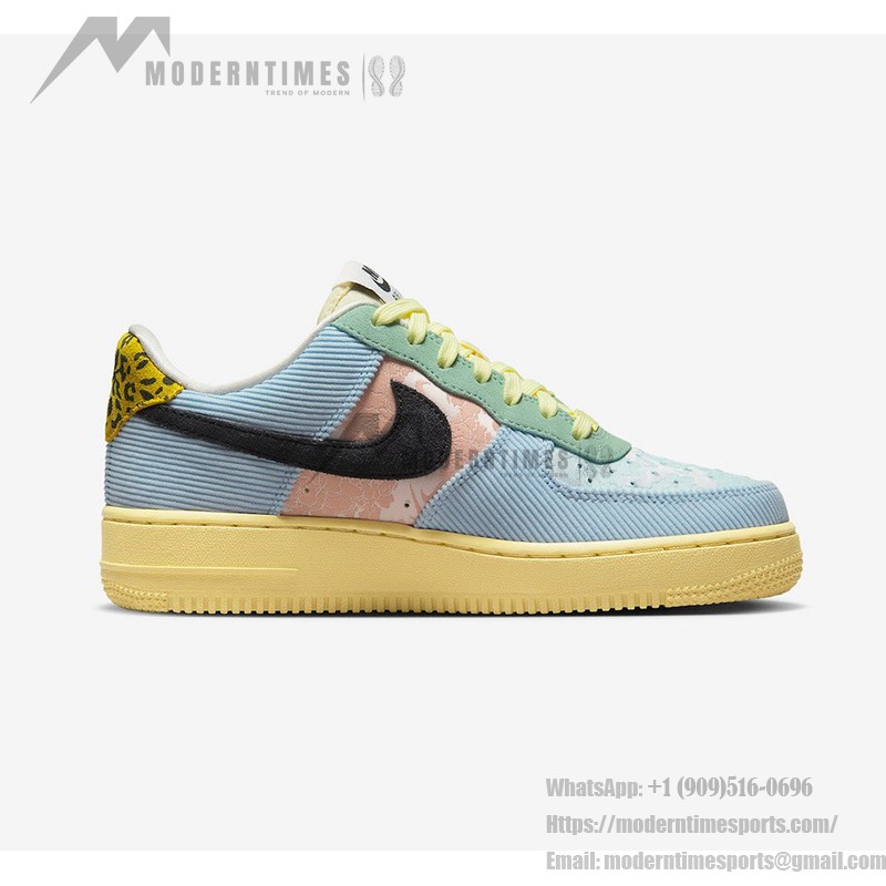 Nike Air Force 1 Low WMNS "Celestine Blue" FJ4591-441 - Patchwork Sneakers with Leopard Print and Floral Accents