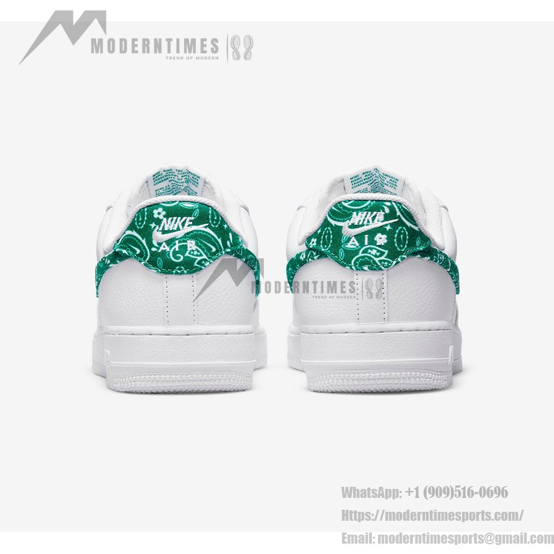 Nike Air Force 1 Low WMNS "Green Paisley" DH4406-102 - White Sneakers with Green Paisley Details