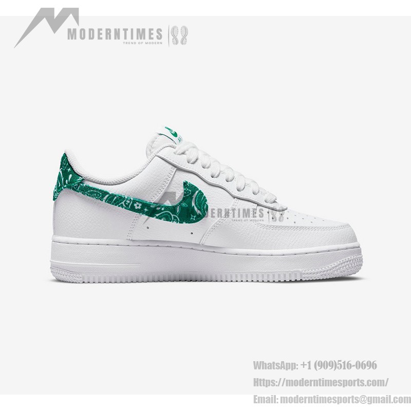 Nike Air Force 1 Low WMNS "Green Paisley" DH4406-102 - White Sneakers with Green Paisley Details