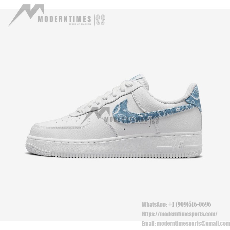 Nike Air Force 1 Low WMNS "Blue Paisley" sneakers in white with blue paisley accents