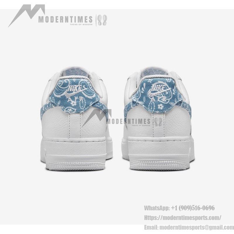 Nike Air Force 1 Low WMNS "Blue Paisley" sneakers in white with blue paisley accents