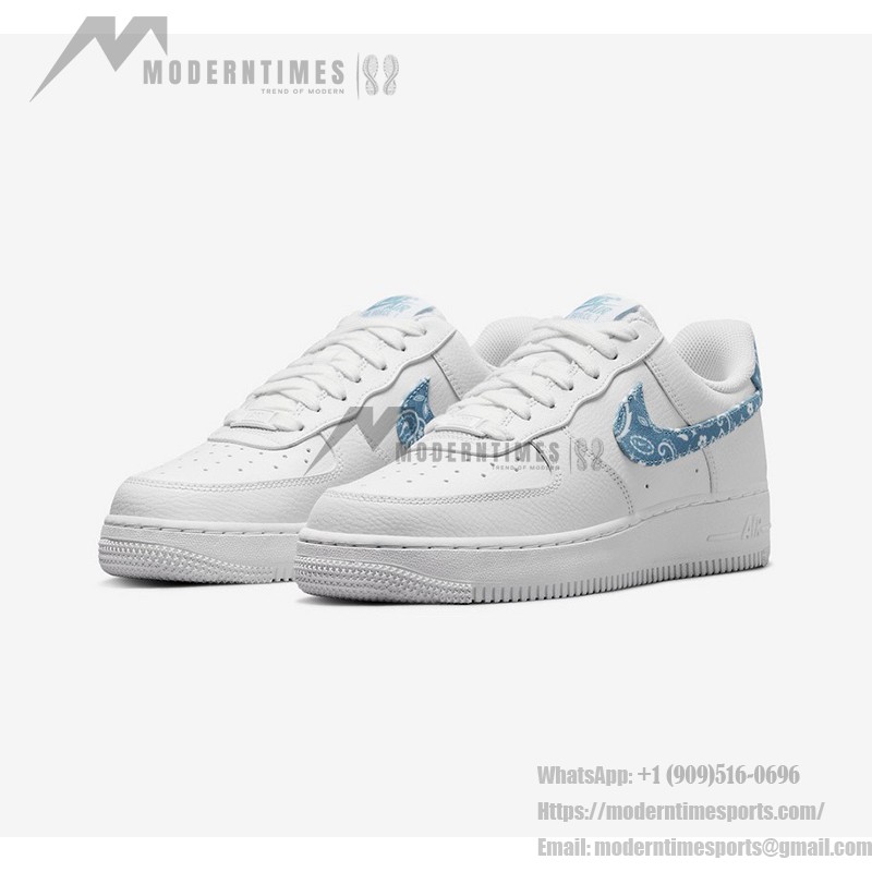 Nike Air Force 1 Low WMNS "Blue Paisley" sneakers in white with blue paisley accents