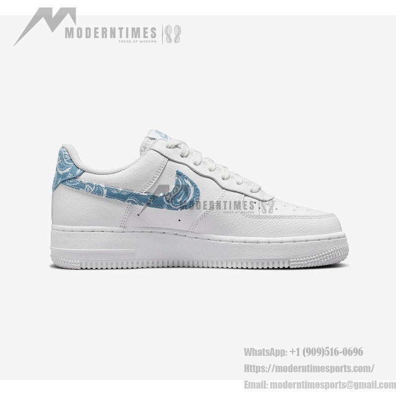 Nike Air Force 1 Low WMNS "Blue Paisley" sneakers in white with blue paisley accents