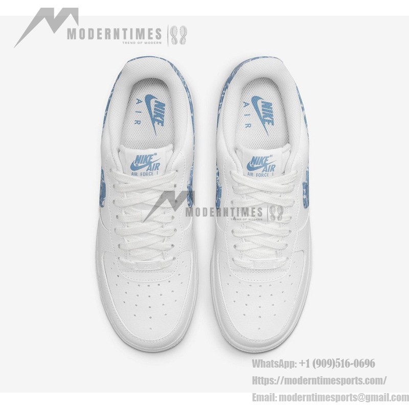 Nike Air Force 1 Low WMNS "Blue Paisley" sneakers in white with blue paisley accents