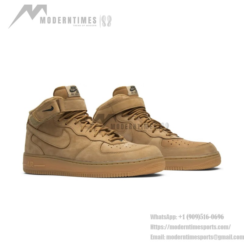 Nike Air Force 1 Mid 'Flax' 715889-200 - Wheat Suede Mid-Top Sneakers for Fall and Winter