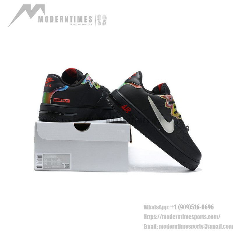 Nike Air Force 1 React "Black Multi-Color" CN9838-001 Black Sneakers with Multi-Color Details