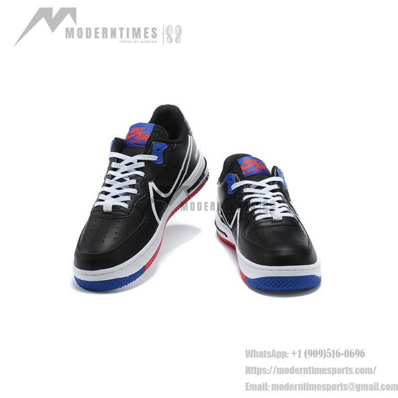 Nike Air Force 1 React "Black Multi" CT1020-001 Black Sneakers with Red and Blue Accents