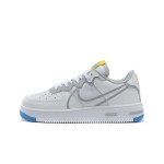 Nike Air Force 1 React "White/Blue/Yellow" CT1020-100 White Sneakers with Blue and Yellow Accents