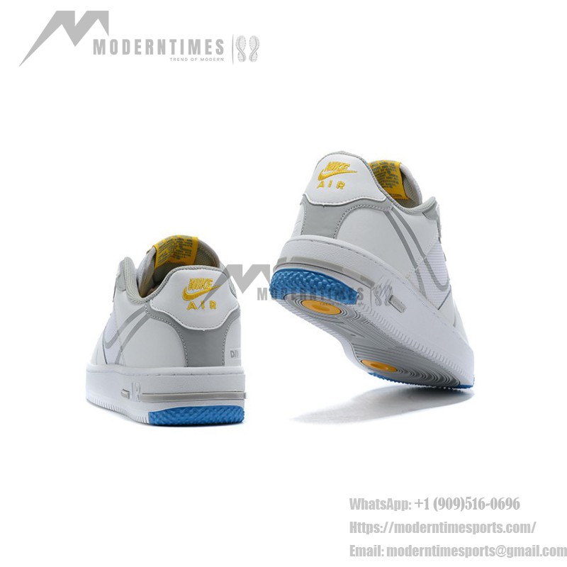 Nike Air Force 1 React "White/Blue/Yellow" CT1020-100 White Sneakers with Blue and Yellow Accents