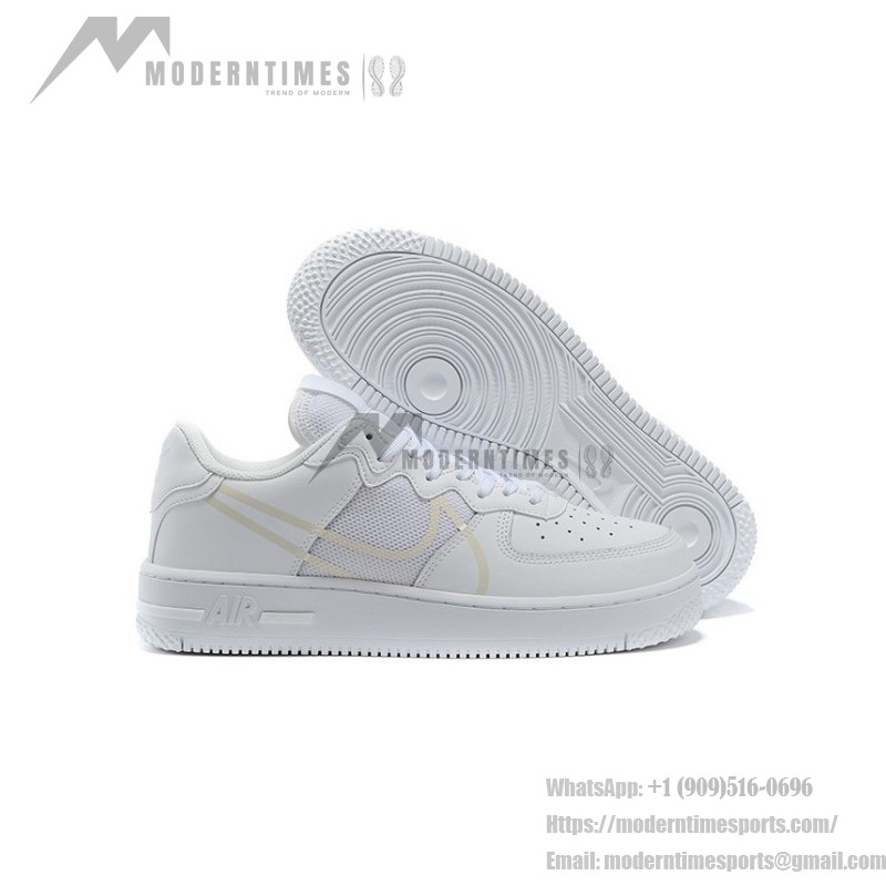 Nike Air Force 1 React "Triple White" CT1020-101 All-White Leather and Mesh Sneakers