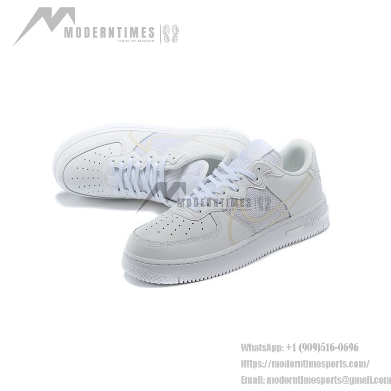 Nike Air Force 1 React "Triple White" CT1020-101 All-White Leather and Mesh Sneakers