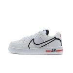 Nike Air Force 1 React "White/Black/Red" CD4366-100 White Sneakers with Black and Red Details