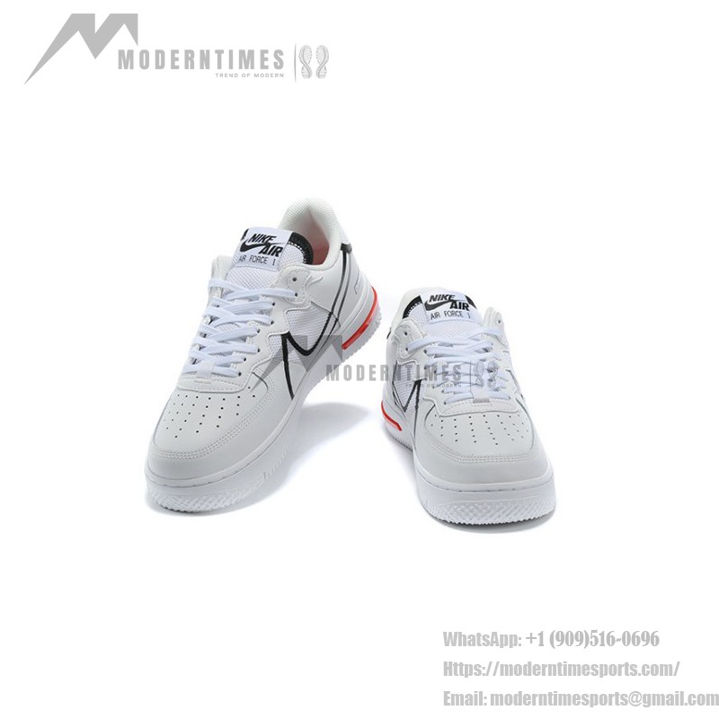 Nike Air Force 1 React "White/Black/Red" CD4366-100 White Sneakers with Black and Red Details