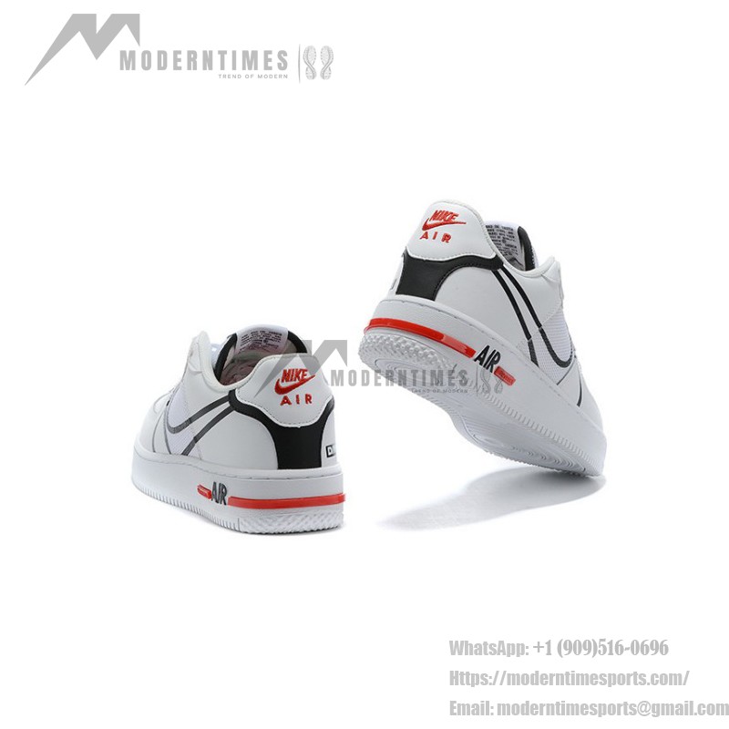 Nike Air Force 1 React "White/Black/Red" CD4366-100 White Sneakers with Black and Red Details