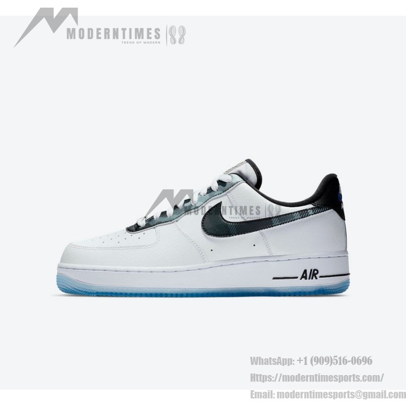 Nike Air Force 1 Low "Remix Pack" DB1997-100 - White Leather Sneakers with Black Metallic Swoosh and Icy Sole