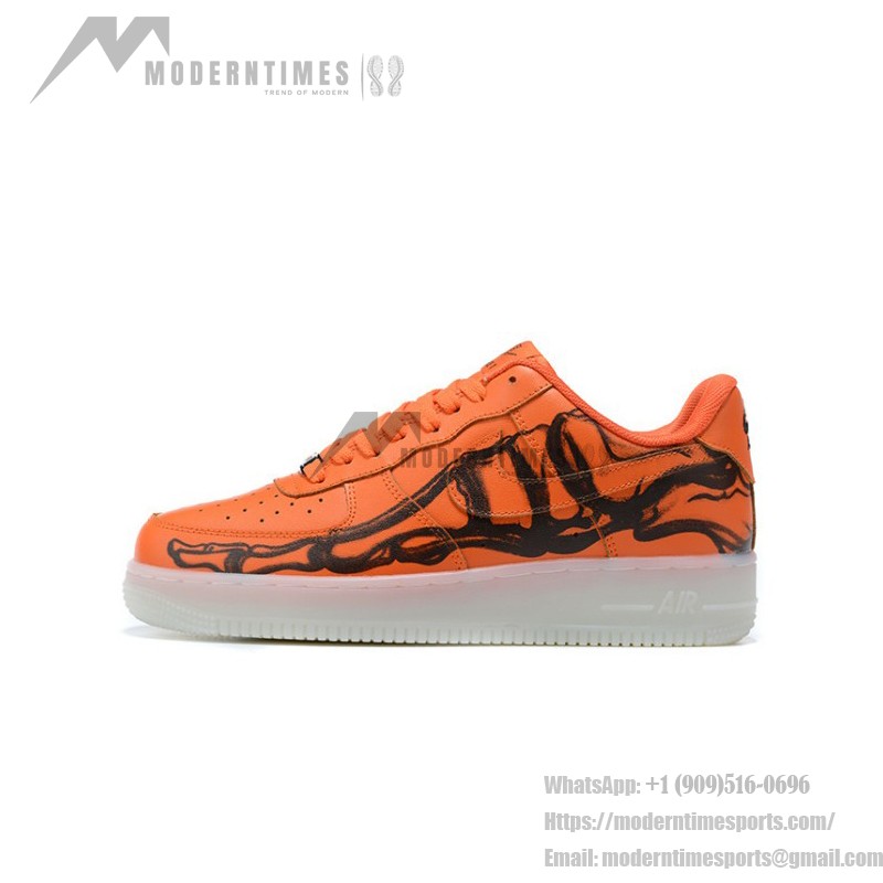 Nike Air Force 1 "Orange Skeleton" CU8067-800 Orange Sneakers with Glow-in-the-Dark Features