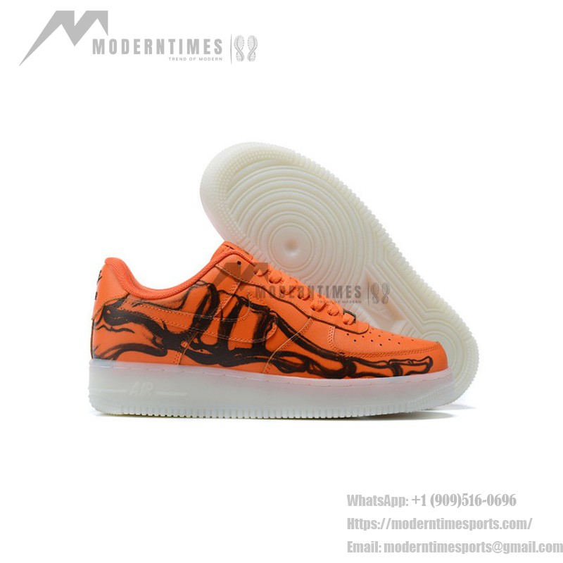 Nike Air Force 1 "Orange Skeleton" CU8067-800 Orange Sneakers with Glow-in-the-Dark Features