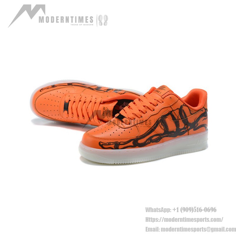 Nike Air Force 1 "Orange Skeleton" CU8067-800 Orange Sneakers with Glow-in-the-Dark Features