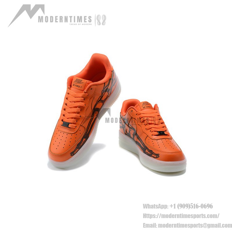 Nike Air Force 1 "Orange Skeleton" CU8067-800 Orange Sneakers with Glow-in-the-Dark Features