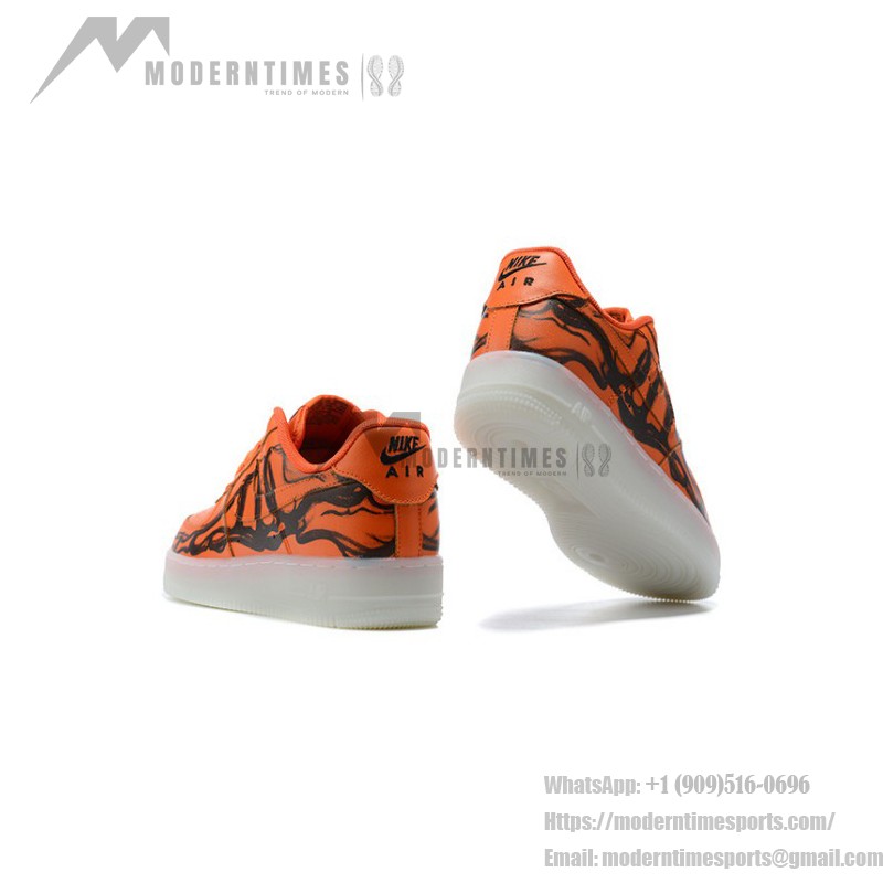 Nike Air Force 1 "Orange Skeleton" CU8067-800 Orange Sneakers with Glow-in-the-Dark Features