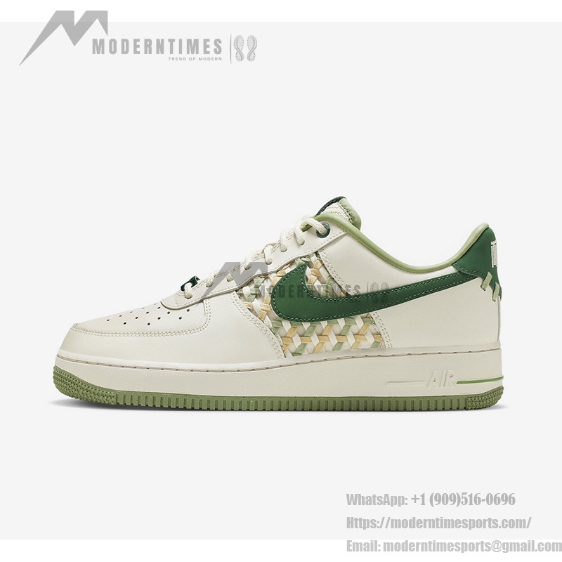 Nike Air Force 1 Low "NAI-KE" FN0369-100 - Cream and Green Woven Sneaker